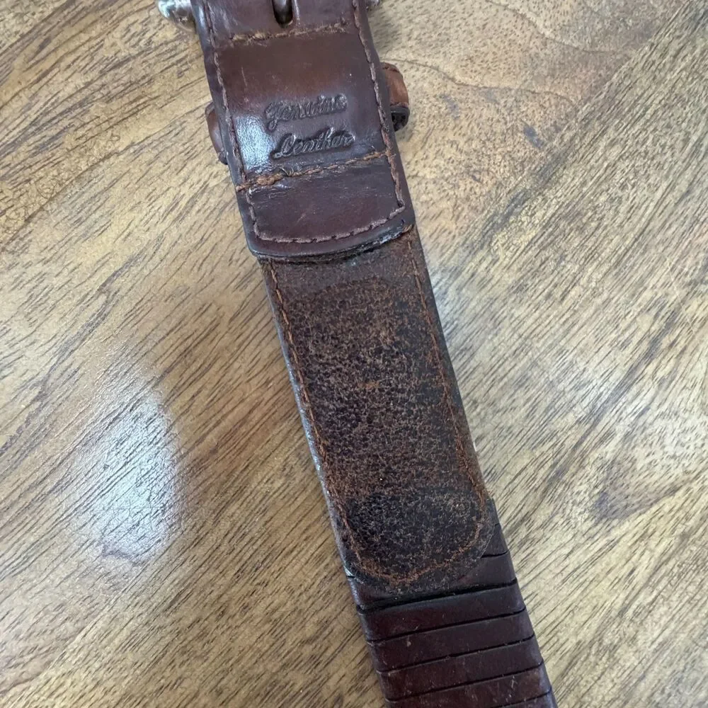Fossil Woven Leather Belt Chocolate Brown